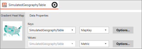 Skärmbild av alternativen för simulerade geografiska data.