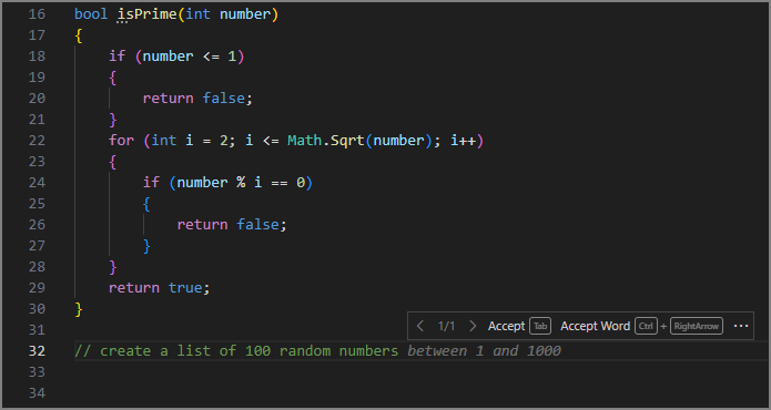 Skärmbild som visar orden 