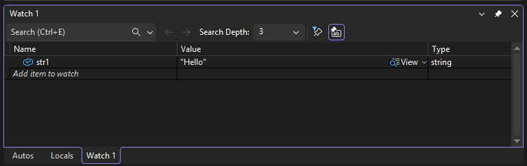 Skärmbild som visar visningsfönstret.