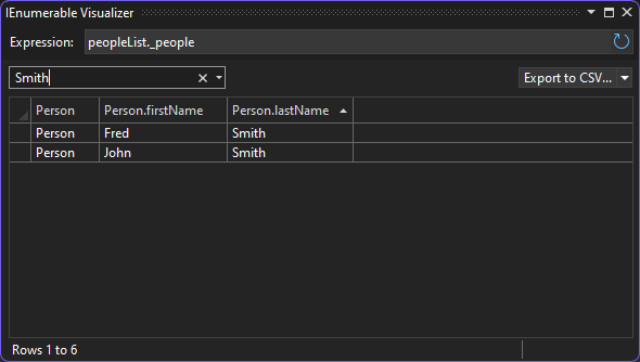 Skärmbild av Visa datafiltret för visualiseraren.