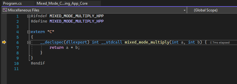 Kliv in i ursprunglig kod