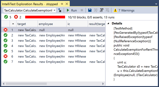 IntelliTest i praktiken