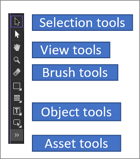 Screenshot som visar panelen Verktyg i Blend for Visual Studio.