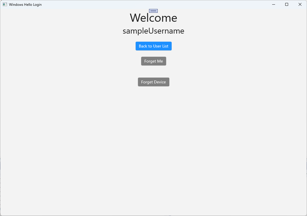 En skärmbild av Windows Hello inloggningen har slutförts