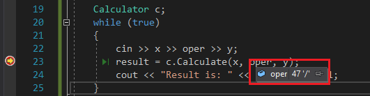 演示在将鼠标悬停在变量 y 上时出现的工具提示的视频。它显示 y 的当前值，即 0。