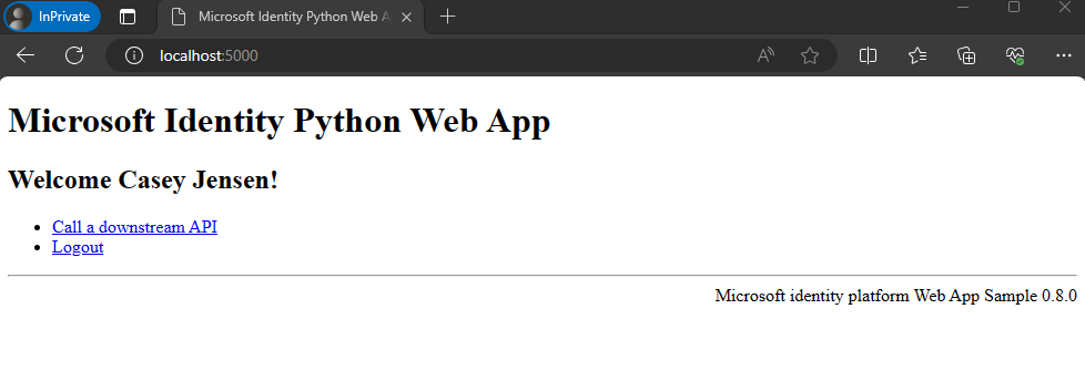 展示该示例应用成功登录用户的流程图。