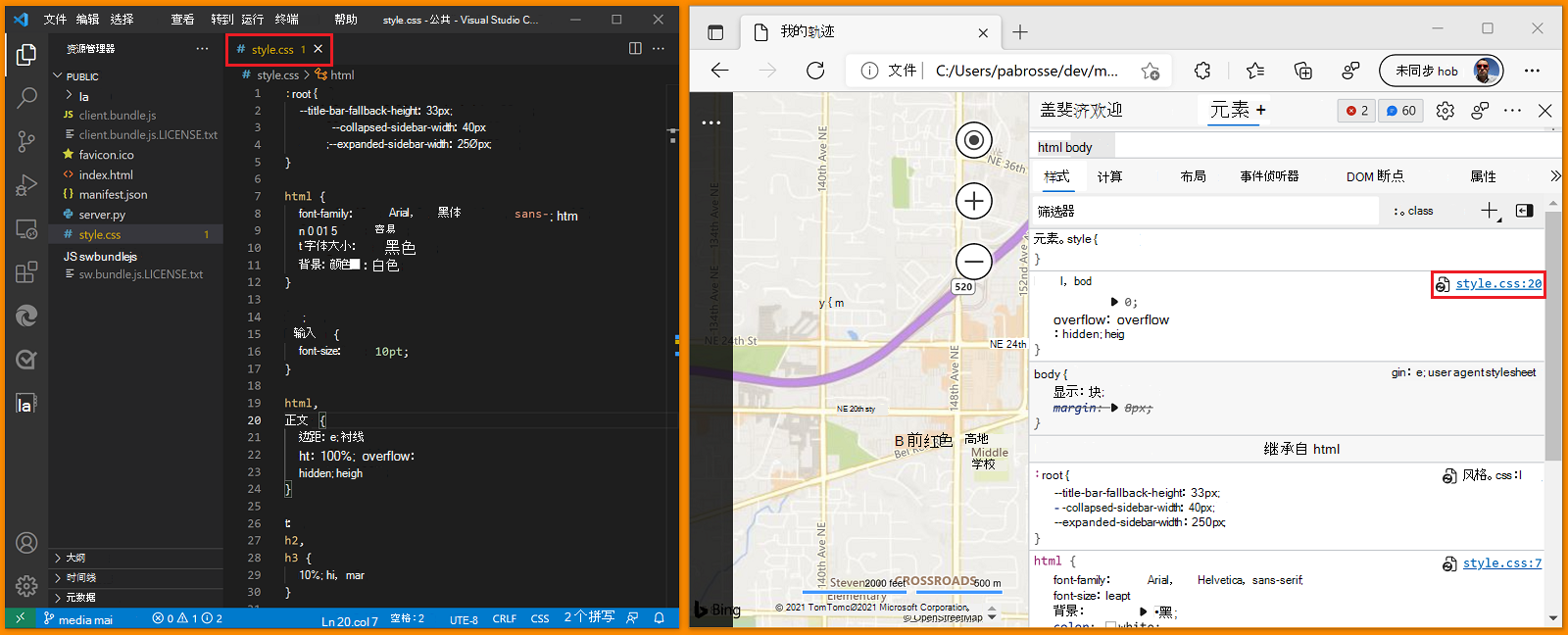 在“样式”工具中选择文件链接将在 Visual Studio Code