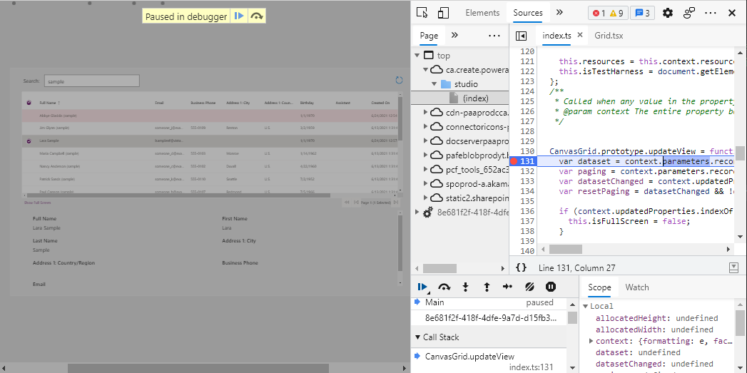 在画布应用中调试