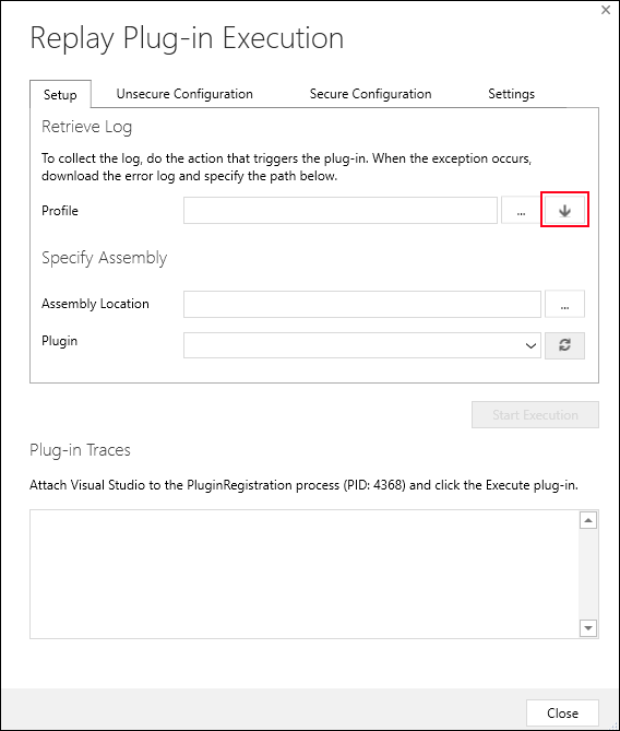 重播插件执行对话框。