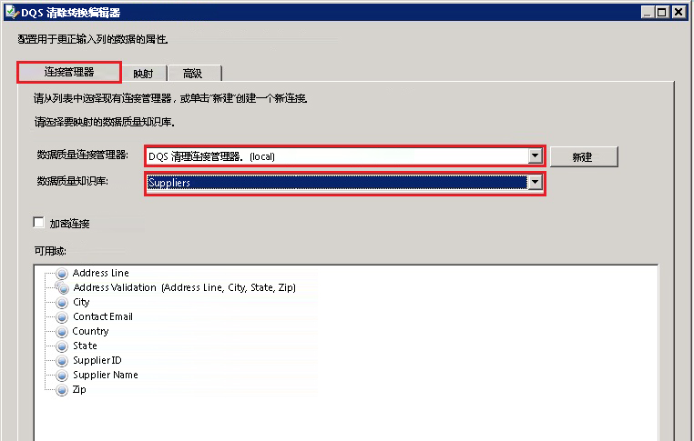 DQS 清理转换编辑器 - 供应商知识库