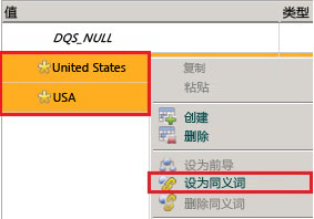 “设为同义词”菜单