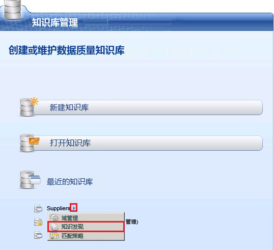 主页上的“知识发现”菜单
