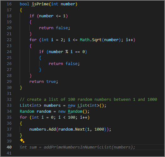 Screenshot 显示 GitHub Copilot 建议的方法调用。