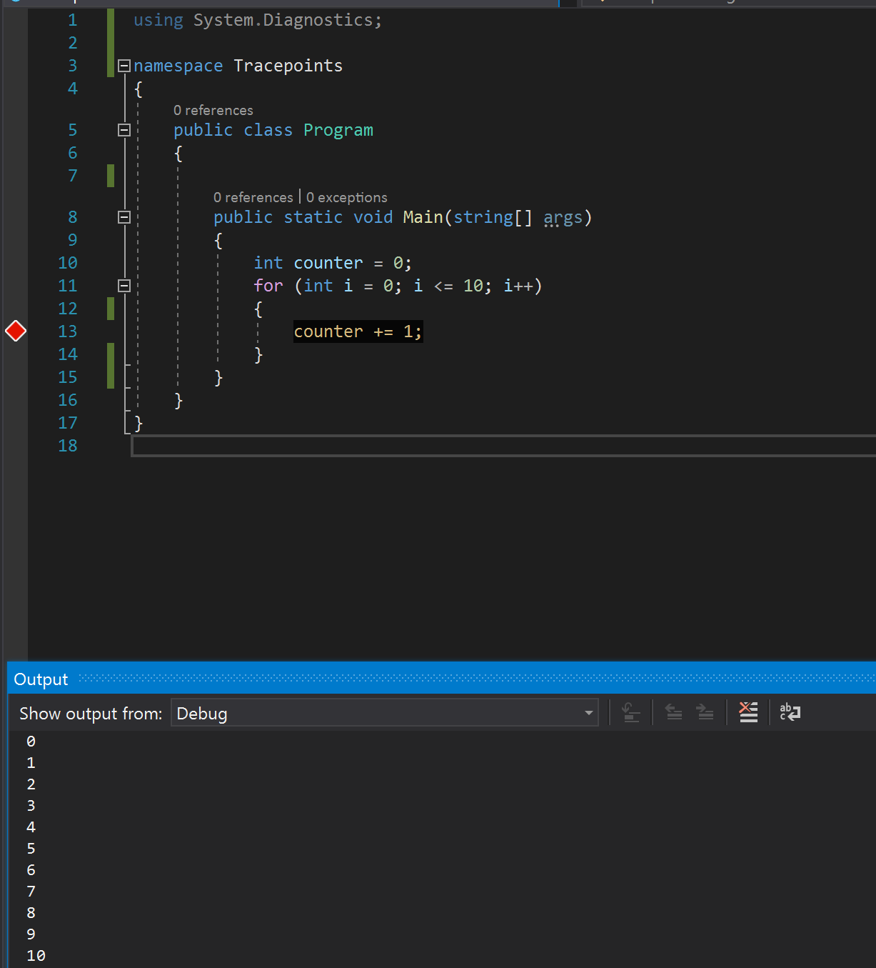 显示“输出窗口中的作消息”的屏幕截图。