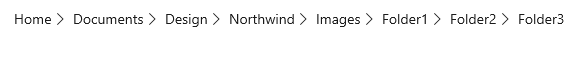 痕迹导航栏包含以下节点：Home、Documents、Design、Northwind、Images、Folder1、Folder2、Folder3。