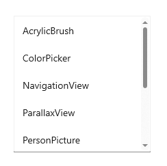 展示标准滚动条的屏幕截图，其中包括一个顶部带有向上箭头按钮、底部带有向下箭头按钮的6像素宽垂直滚动条。